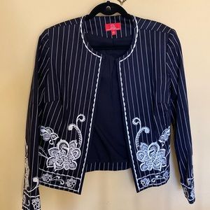 Navy blue embroidered jacket